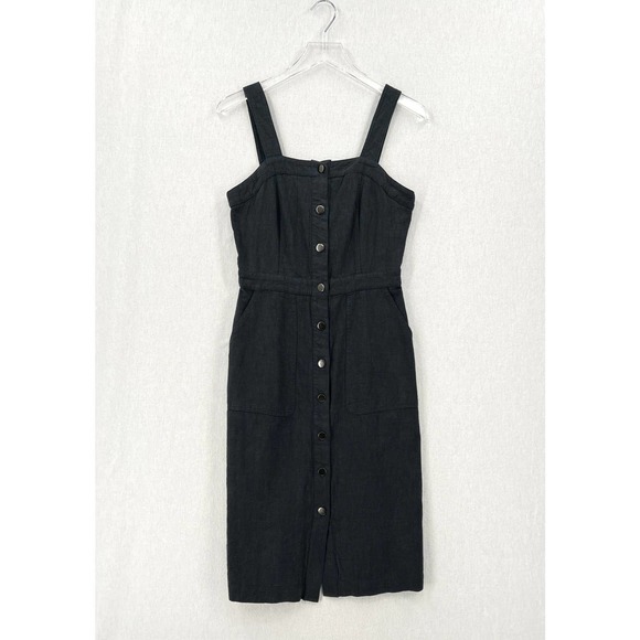 Skies Are Blue Dresses & Skirts - SKIES ARE BLUE Dress Womens Small Charcoal Gray Linen Blend Button Front NWT
